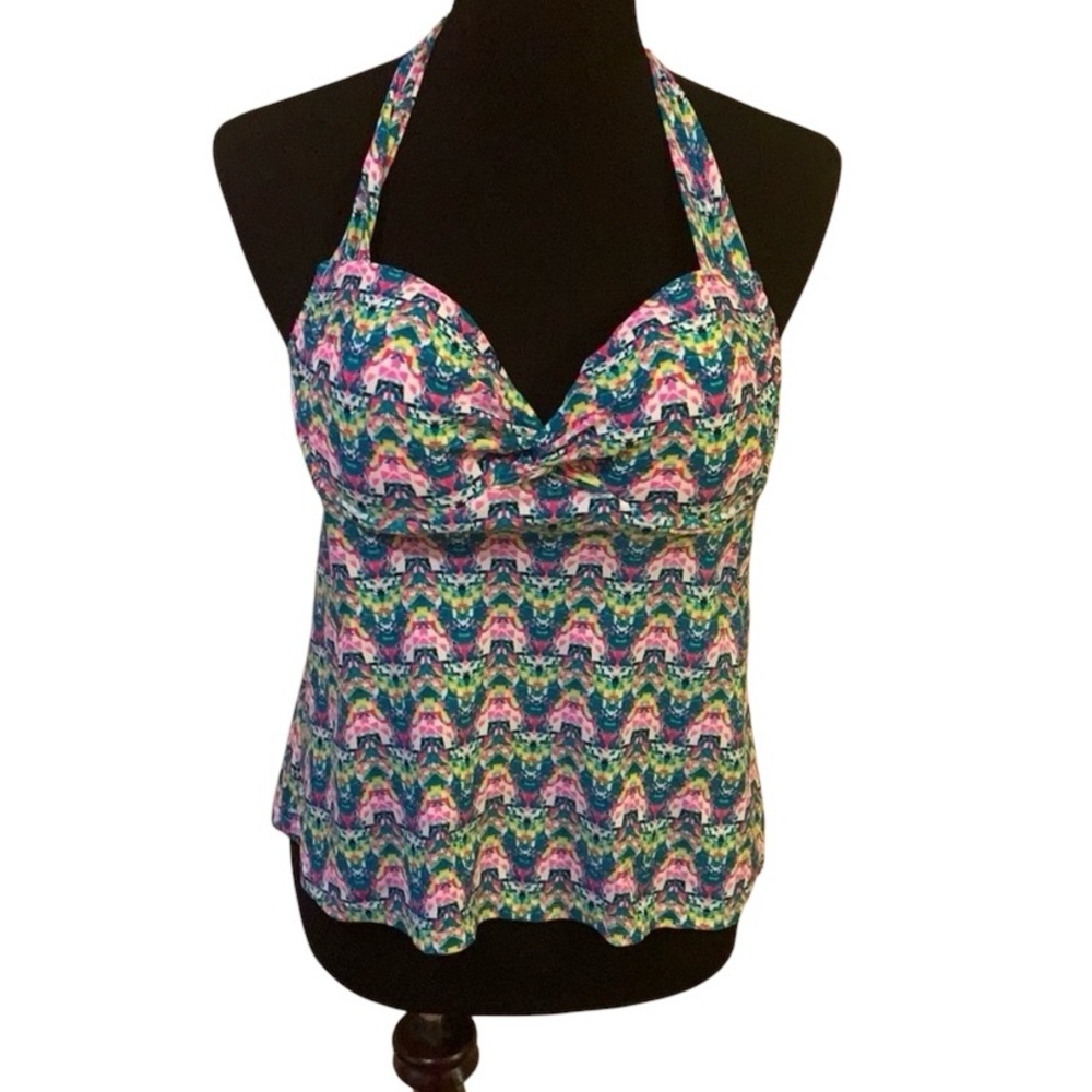 Collections by Catalina Multicolored Underwire Halter Tankini Top Women’s Large